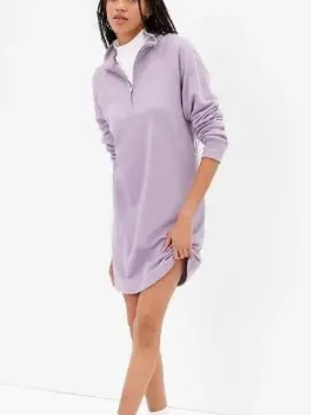 Gap Lilac Half-Zip Sweatshirt Dress